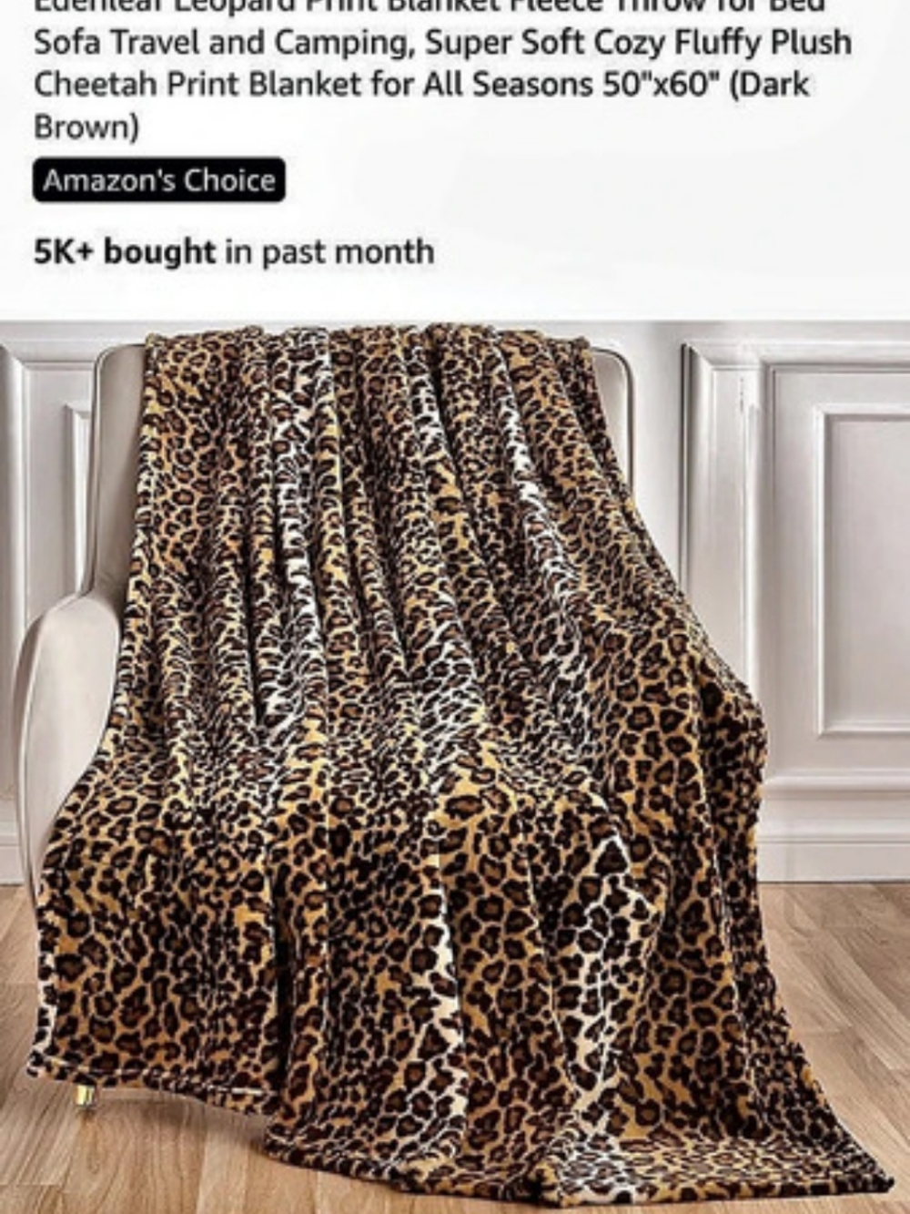 Leopard Print Fleece Throw Blanket